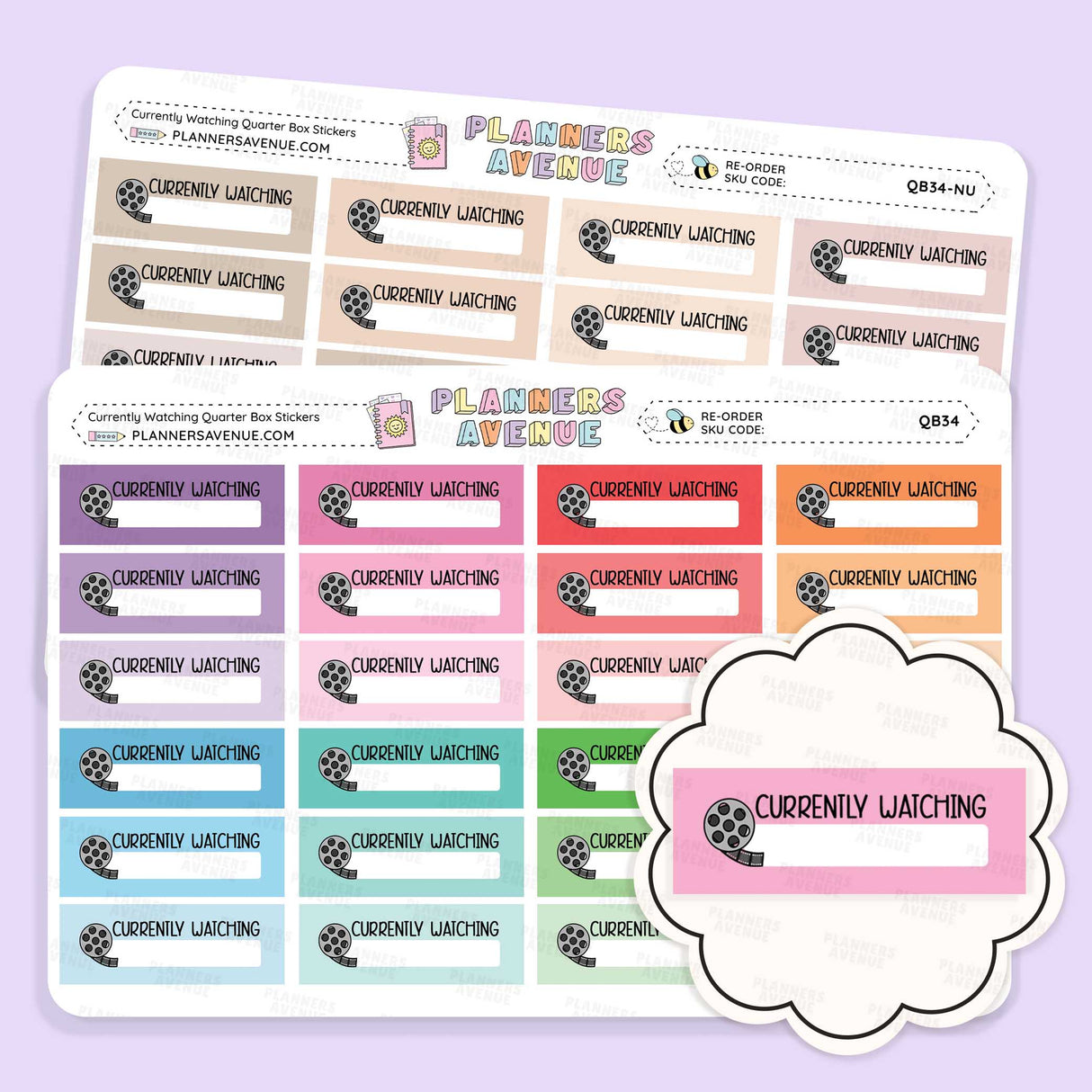 Currently Watching Quarter Box Stickers