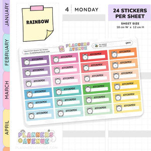 Appointment Quarter Box Stickers