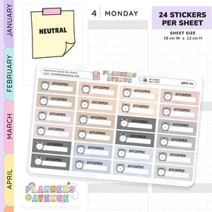 Appointment Quarter Box Stickers