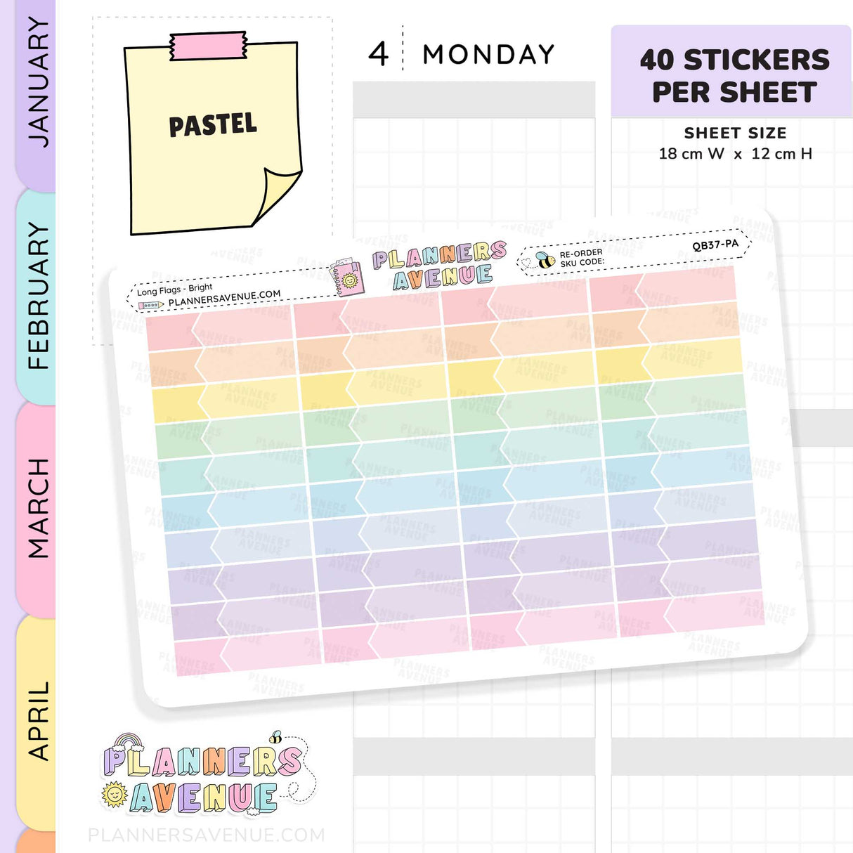 Long Flag Planner Stickers