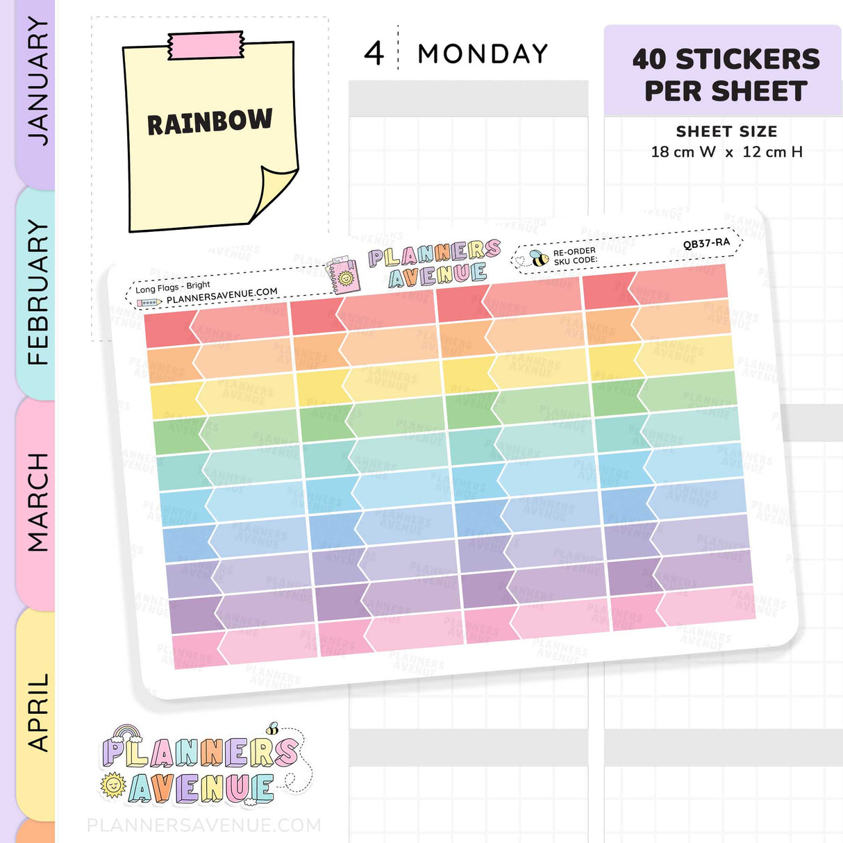 Long Flag Planner Stickers