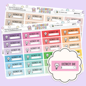 Electricity Bill Due Quarter Box Stickers