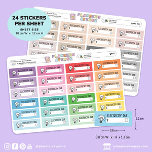 Electricity Bill Due Quarter Box Stickers