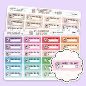 Mobile Bill Due Quarter Box Stickers