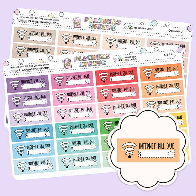 Internet WiFi Bill Due Quarter Box Stickers