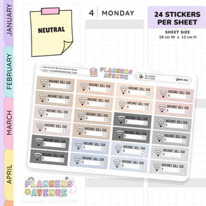 Internet WiFi Bill Due Quarter Box Stickers