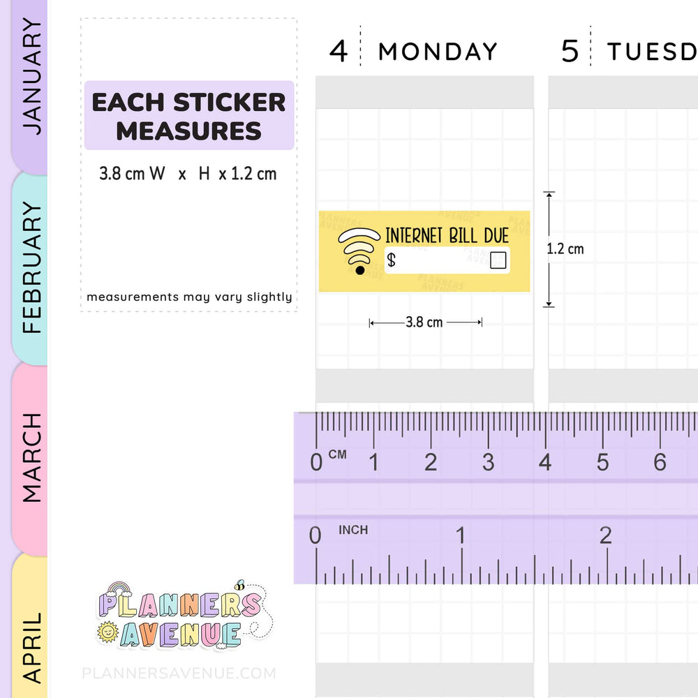 Internet WiFi Bill Due Quarter Box Stickers