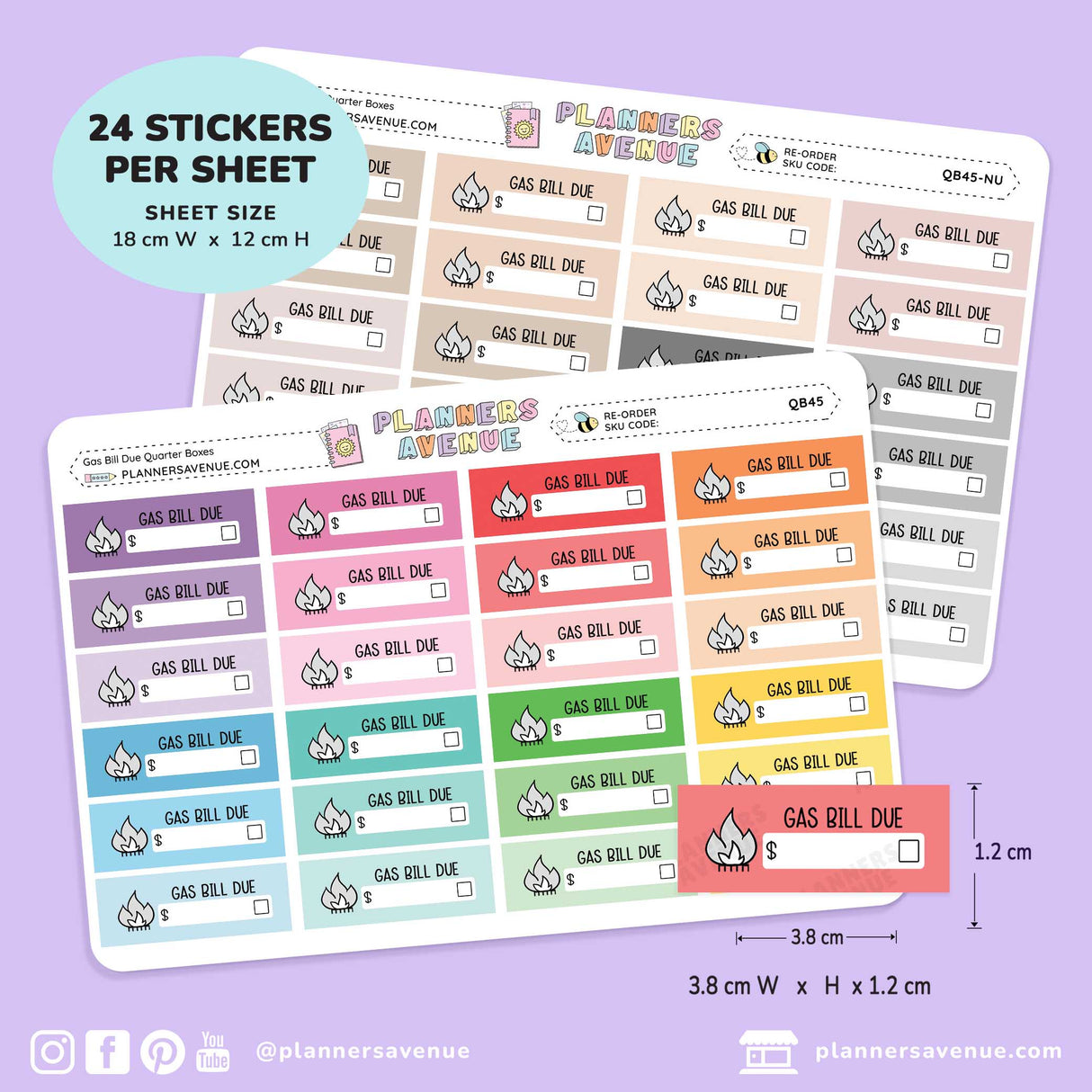 Gas Bill Due Quarter Box Stickers