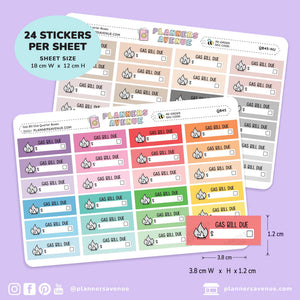 Gas Bill Due Quarter Box Stickers