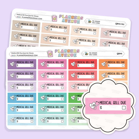 Medical Bill Due Quarter Box Stickers