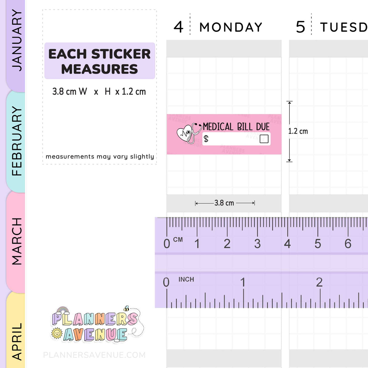 Medical Bill Due Quarter Box Stickers