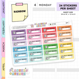 Health Insurance Bill Due Quarter Box Stickers