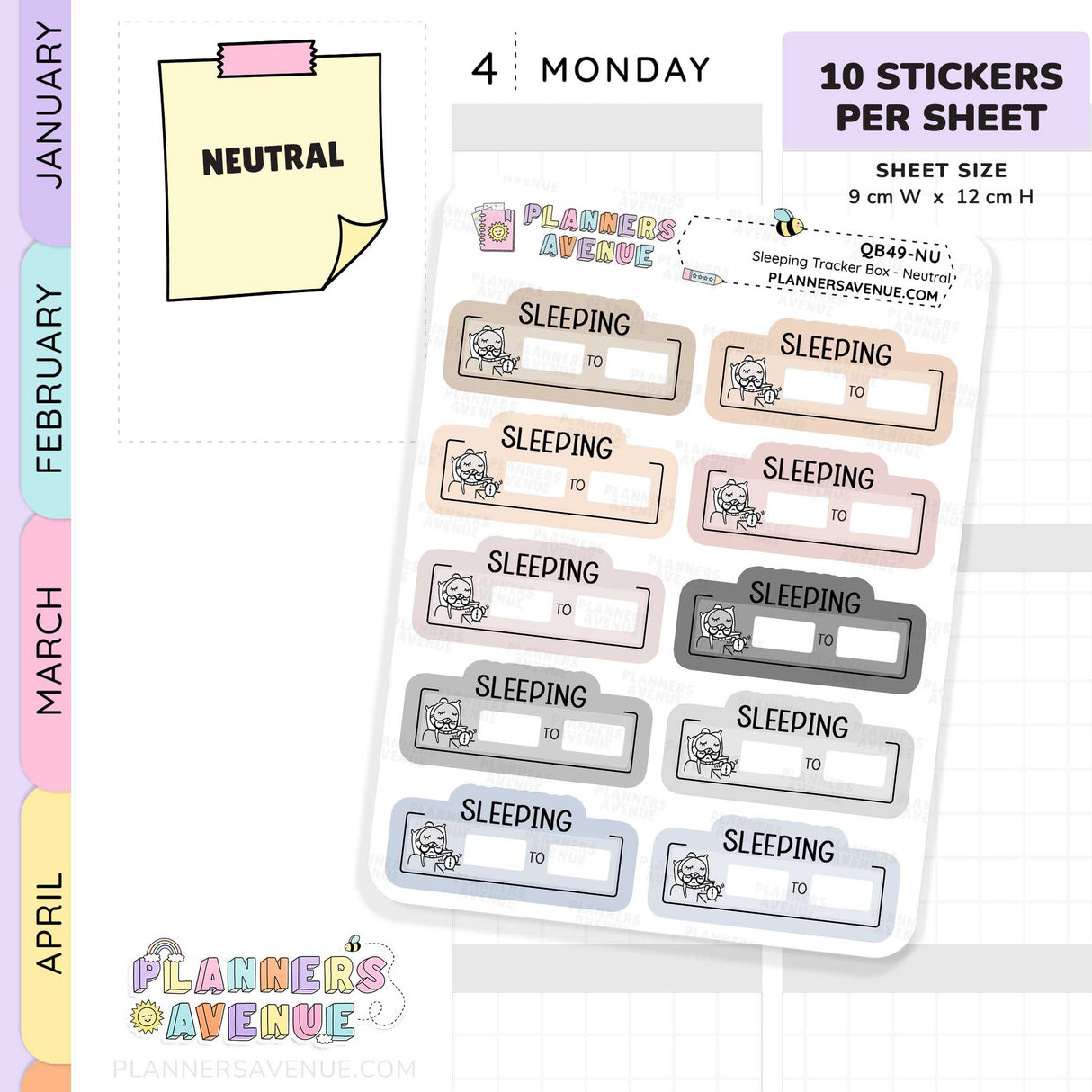 Sleep Tracker Planner Stickers