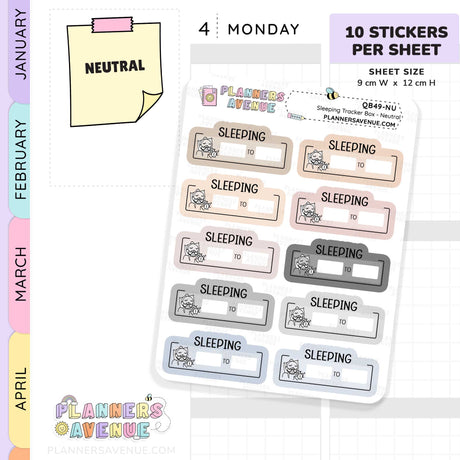 Sleep Tracker Planner Stickers