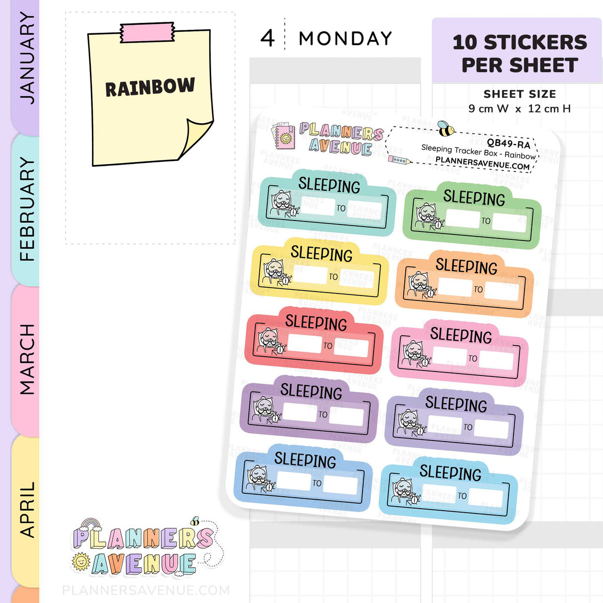 Sleep Tracker Planner Stickers