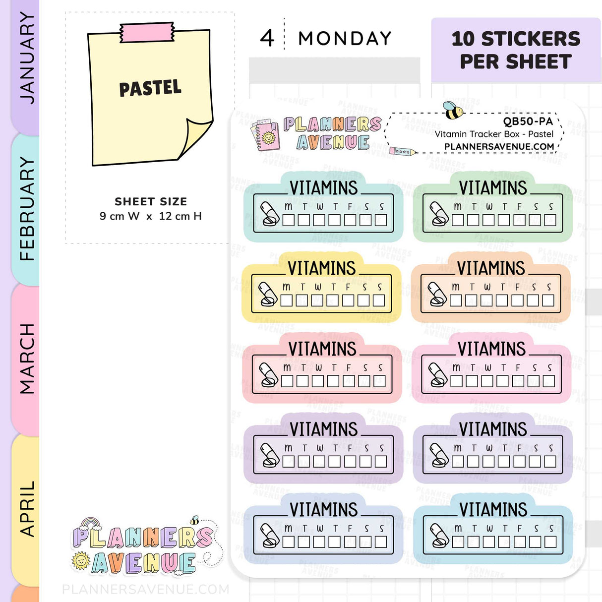 Vitamin Tracker Planner Stickers
