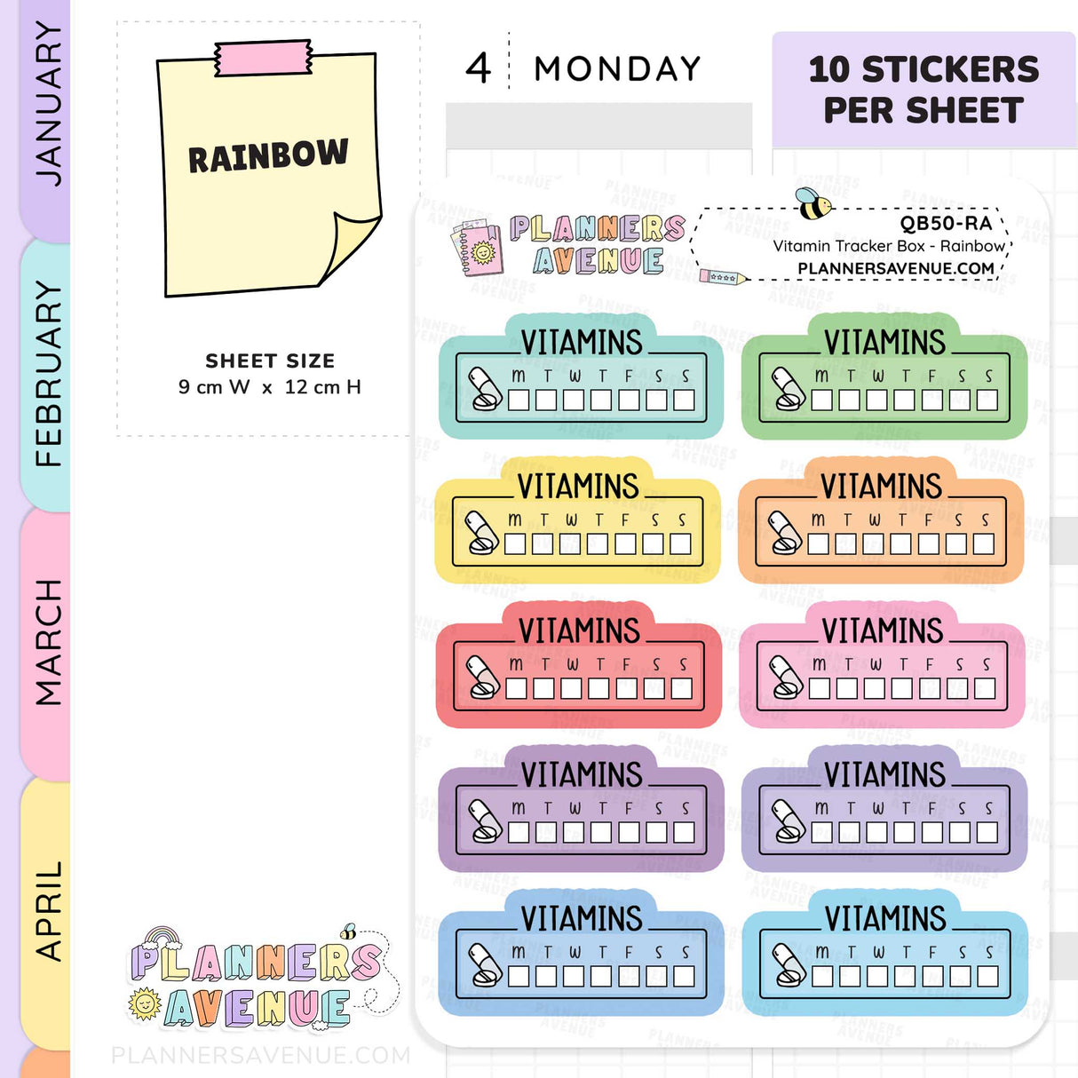 Vitamin Tracker Planner Stickers