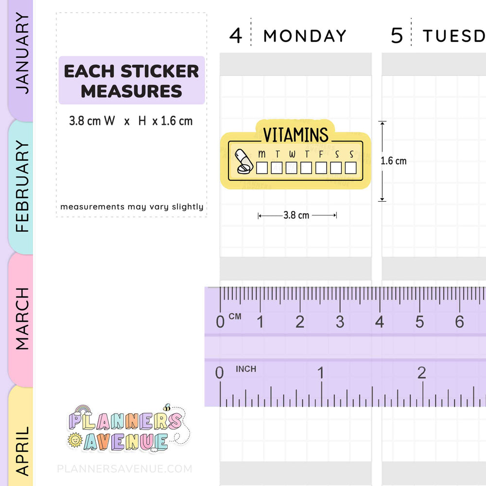 Vitamin Tracker Planner Stickers