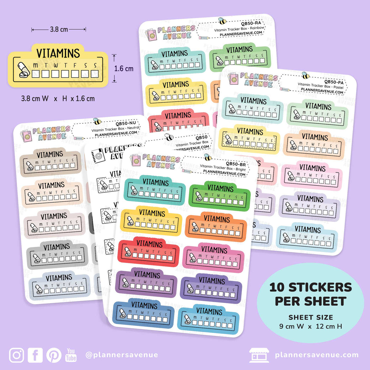 Vitamin Tracker Planner Stickers