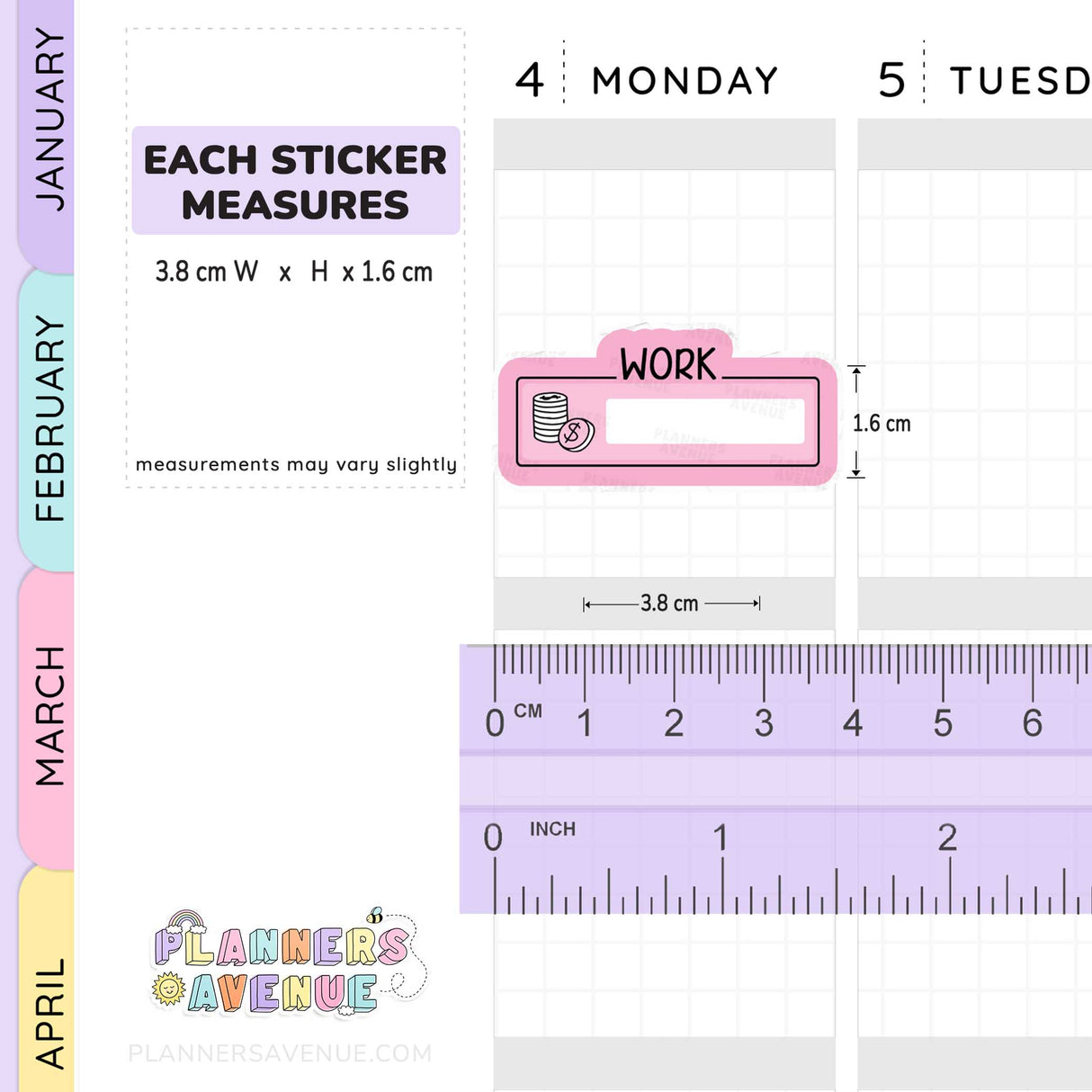 Work Script Box Planner Stickers