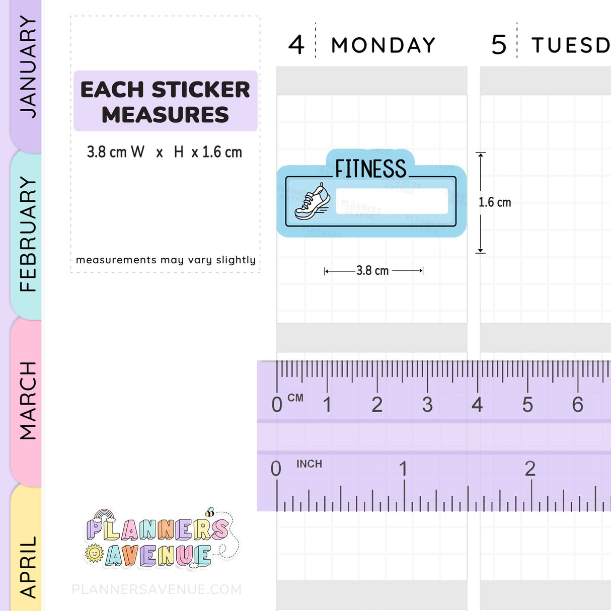 Fitness Script Box Planner Stickers