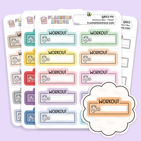 Workout Script Box Planner Stickers
