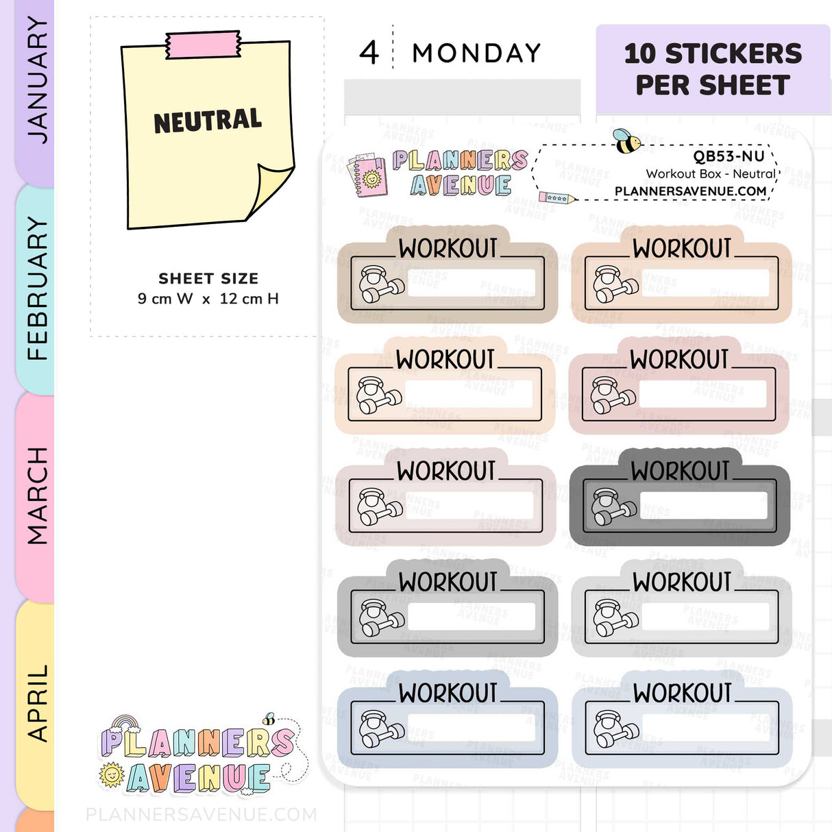 Workout Script Box Planner Stickers