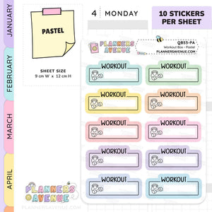 Workout Script Box Planner Stickers
