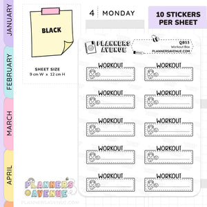 Workout Script Box Planner Stickers