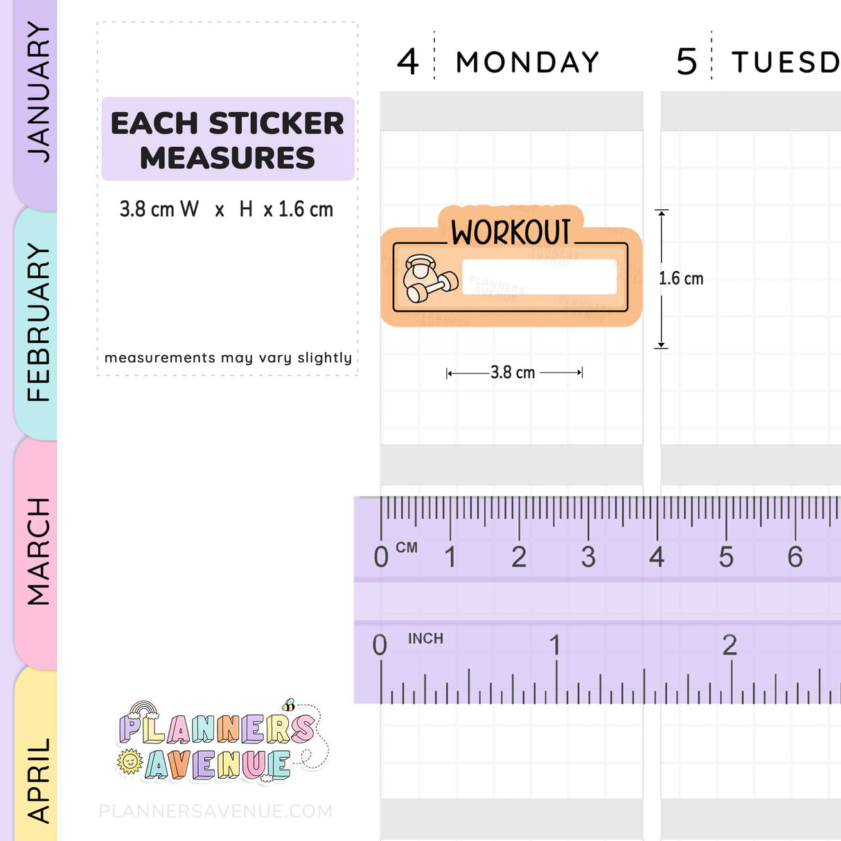 Workout Script Box Planner Stickers