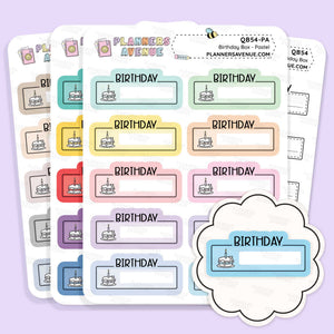Birthday Script Box Planner Stickers