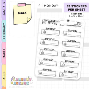 Birthday Script Box Planner Stickers