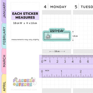 Birthday Script Box Planner Stickers