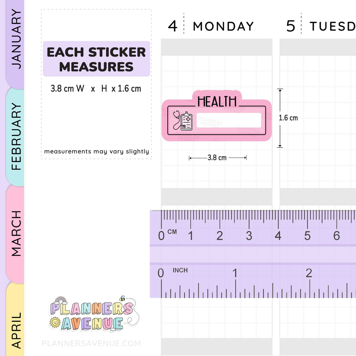 Health Script Box Planner Stickers
