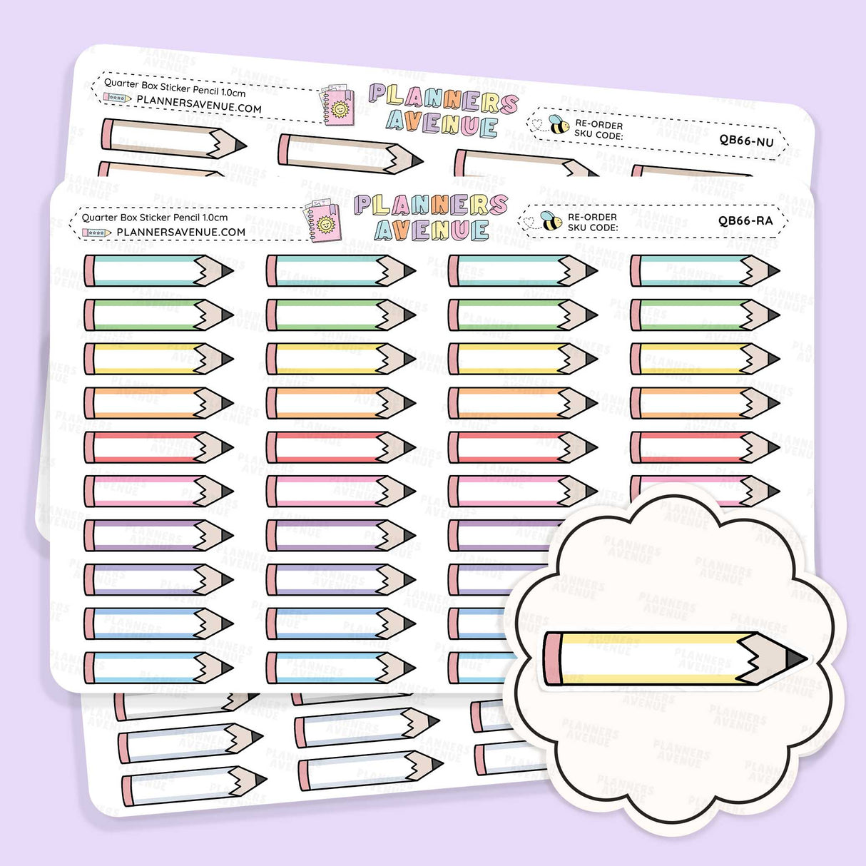 School Pencil Quarter Box Stickers
