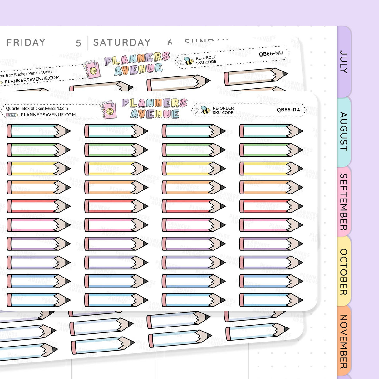 School Pencil Quarter Box Stickers