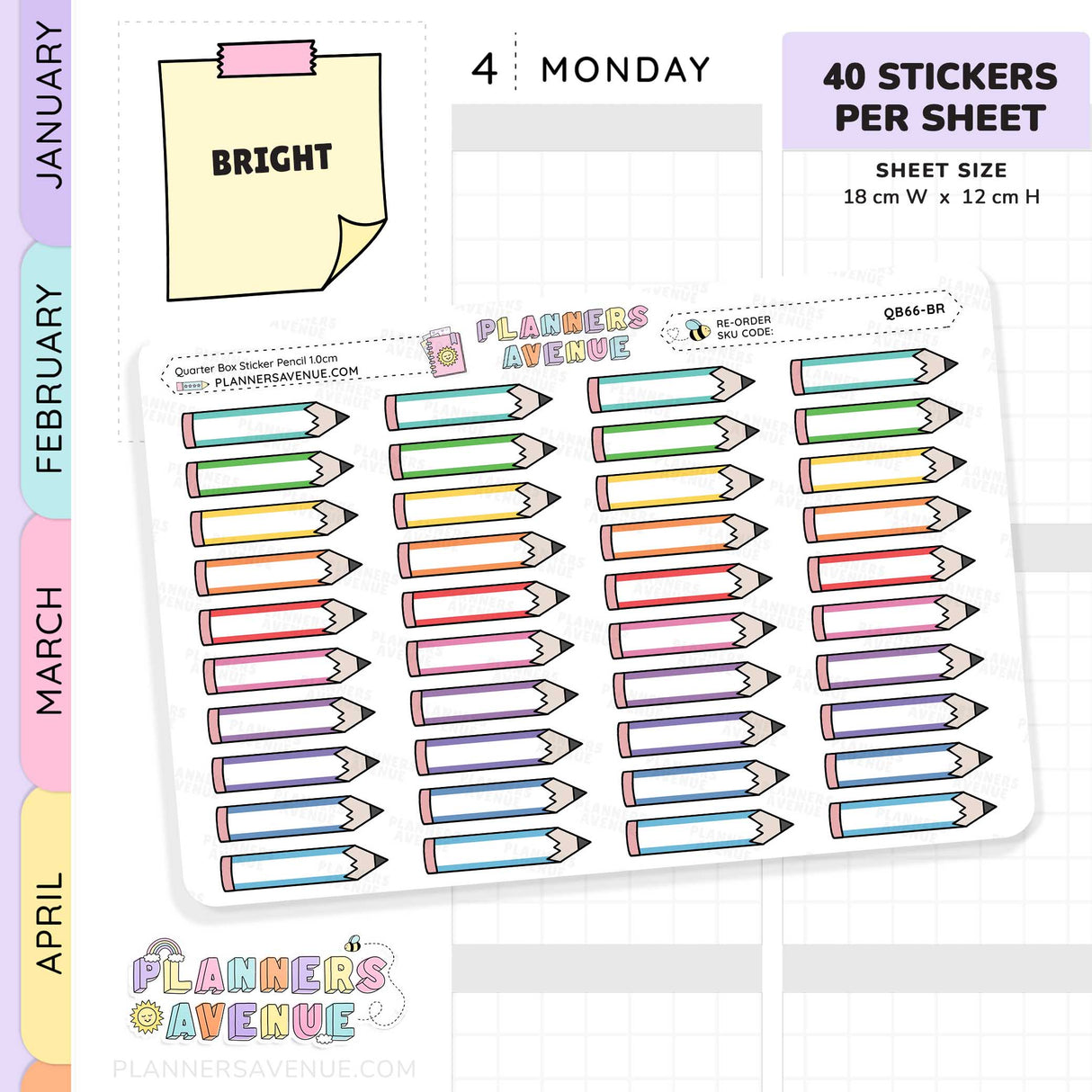 School Pencil Quarter Box Stickers