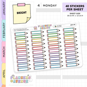 School Pencil Quarter Box Stickers