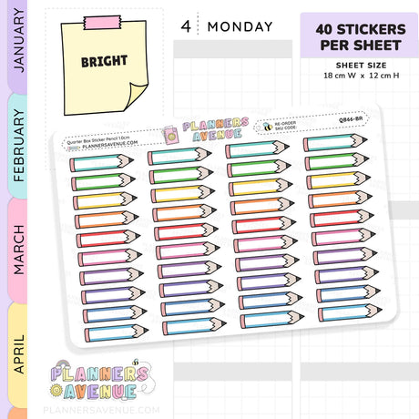 School Pencil Quarter Box Stickers