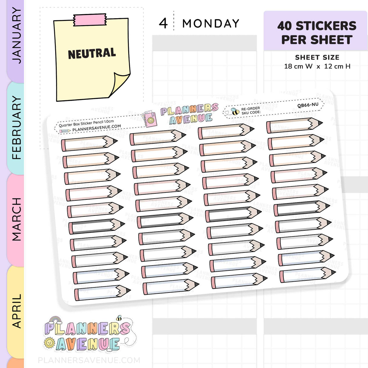 School Pencil Quarter Box Stickers