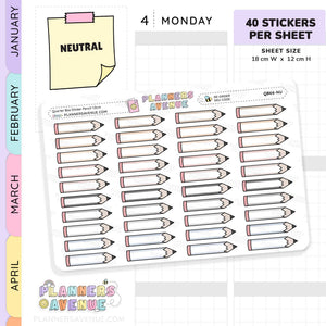 School Pencil Quarter Box Stickers