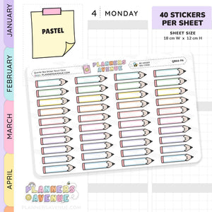 School Pencil Quarter Box Stickers