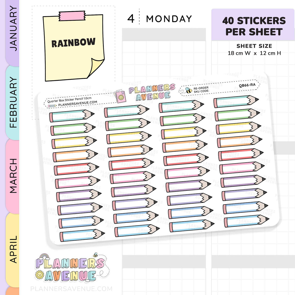School Pencil Quarter Box Stickers