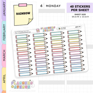 School Pencil Quarter Box Stickers