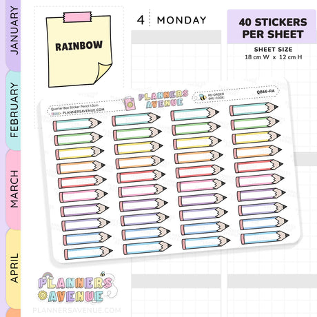 School Pencil Quarter Box Stickers