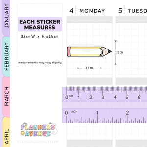 School Pencil Quarter Box Stickers