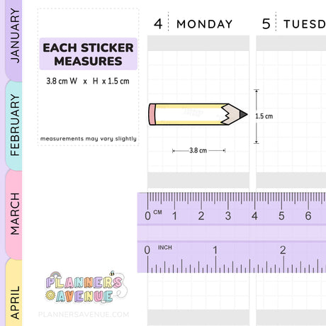School Pencil Quarter Box Stickers