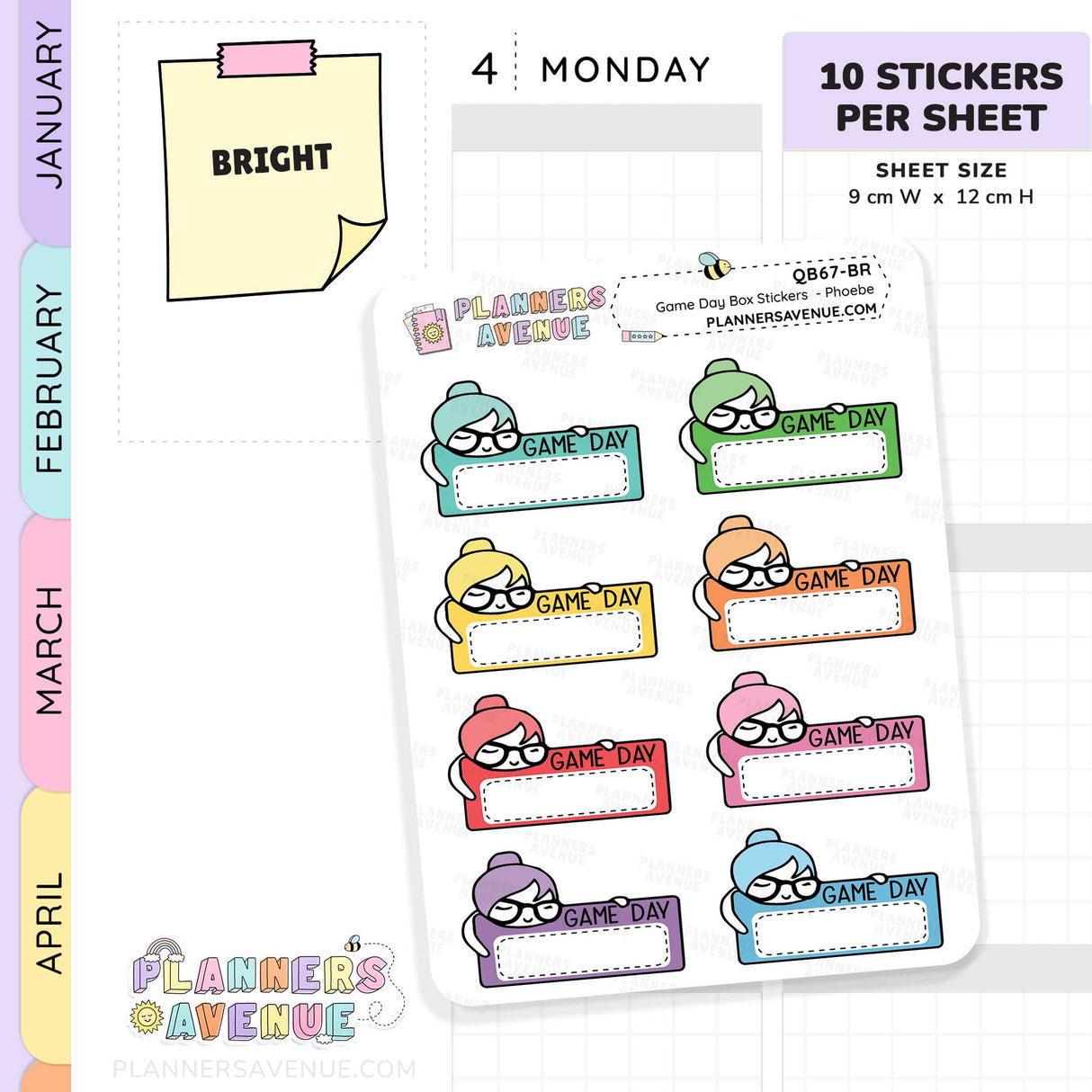 Game Day Quarter Box Stickers