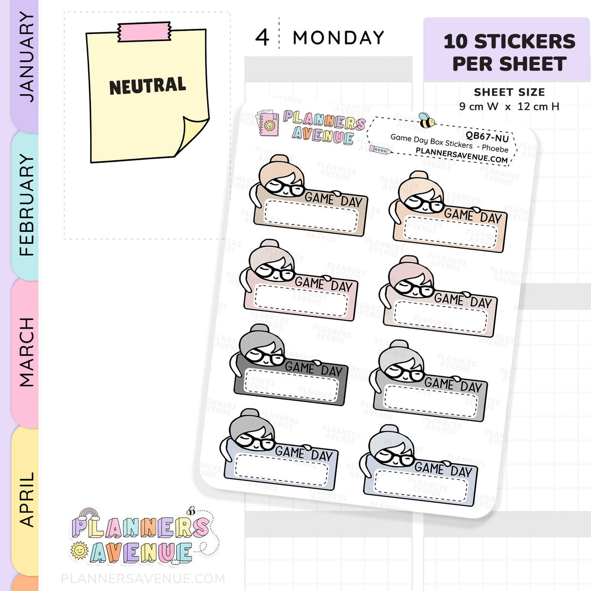 Game Day Quarter Box Stickers