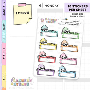 Game Day Quarter Box Stickers